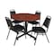 Kobe Kobe Round Table & Chair Set, Wood, Metal, Vinyl Top, Cherry TKB48RNDCH29BK - alternate 1